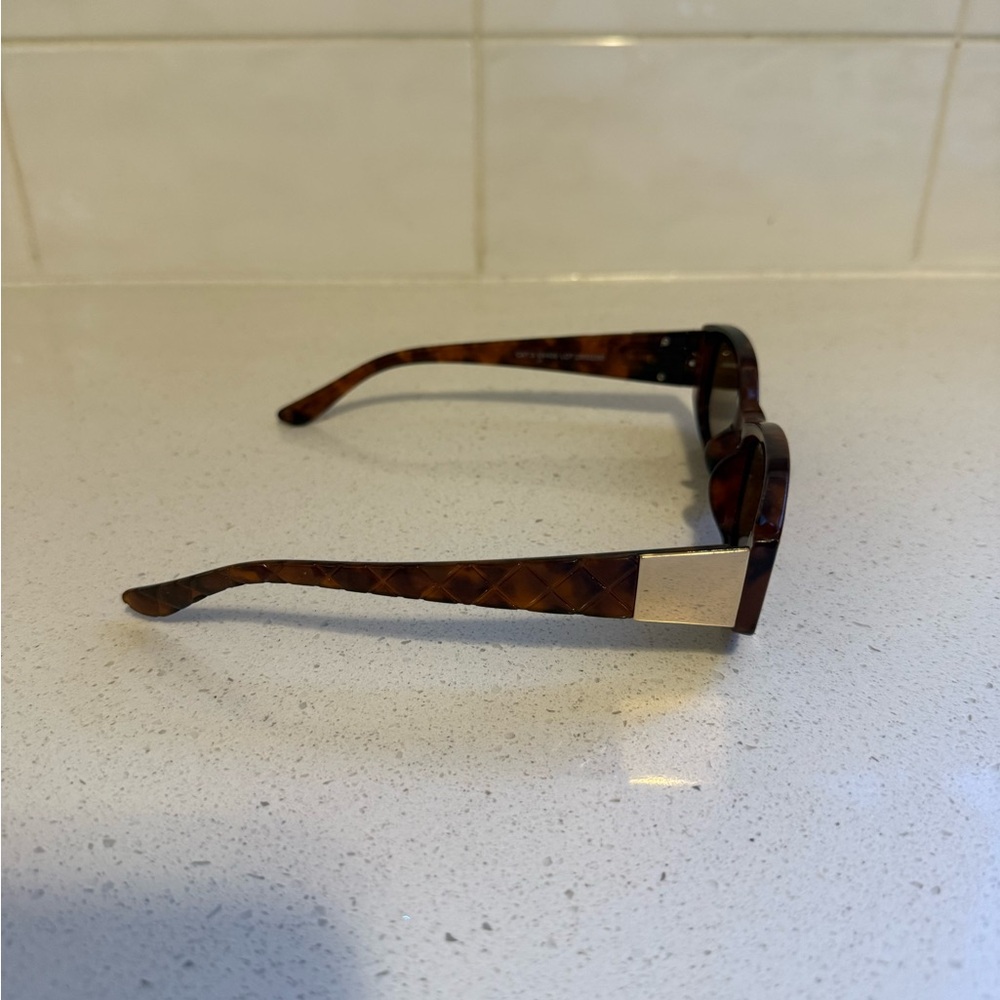 Slim Rectangular Tortoiseshell Sunglasses - Brown… - image 2